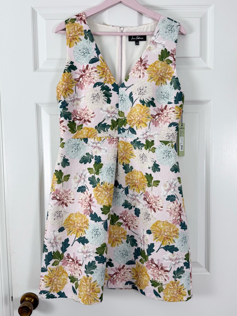 Sam Edelman Jacquard Floral V-Neck Sleeveless Dress Size 12